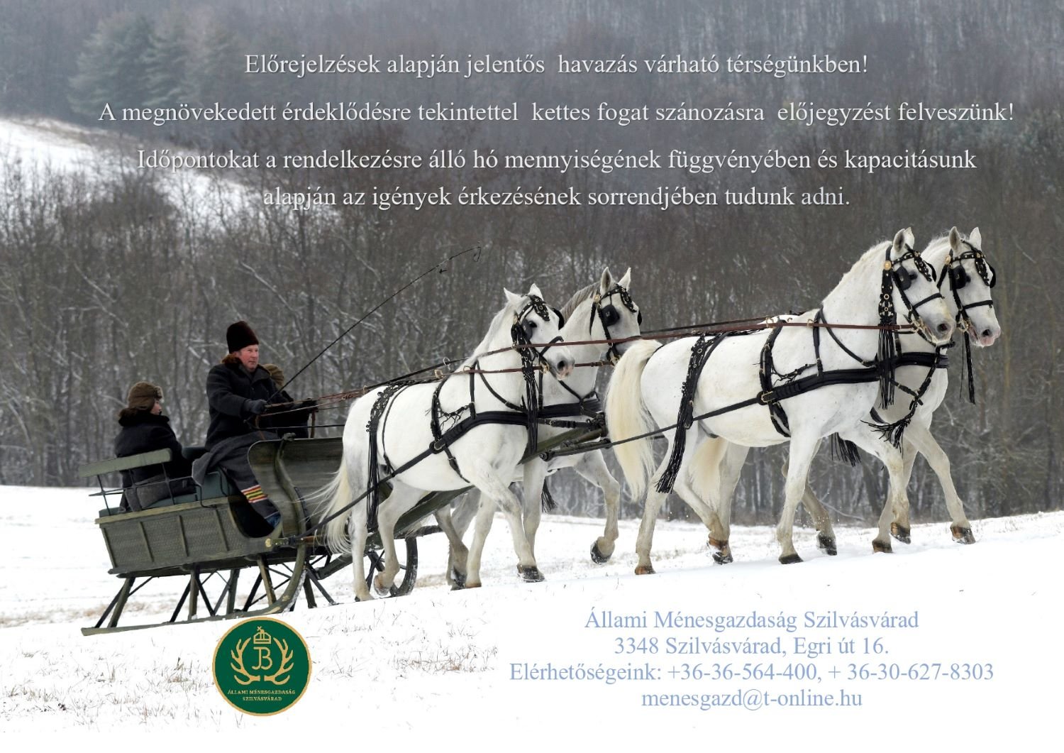 Előrejelzések alapján jelentős &nbsp;havazás várható térségünkben!
A megnövekedett érdeklődésre ...